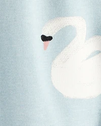 Baby Girl Swan Pull-On Stretch Cozy Leggings - Blue