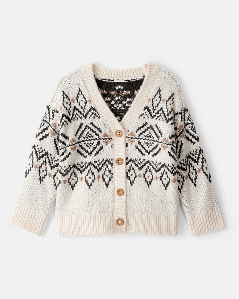 Baby Girl Fair Isle Long-Sleeve Cardigan Sweater - Ivory