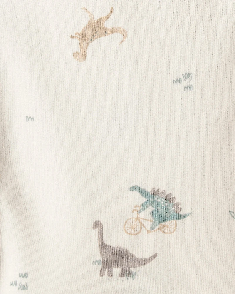 Baby 3-Piece Quilted Dinosaur Little Vest Set - Green/Ivory