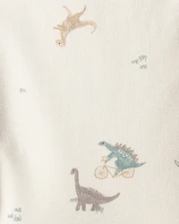 Baby 3-Piece Quilted Dinosaur Little Vest Set - Green/Ivory