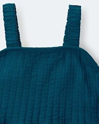 Toddler Girl Pleated Wide-Leg Overalls - Teal