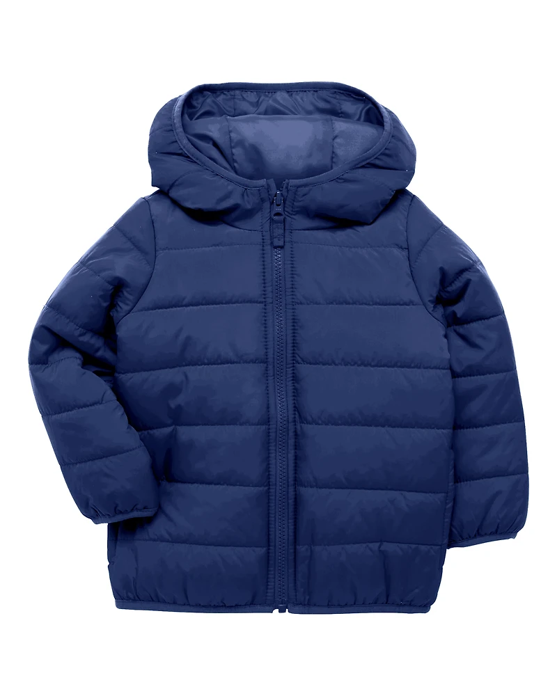 Baby Packable Hooded Puffer Jacket - Navy Blue