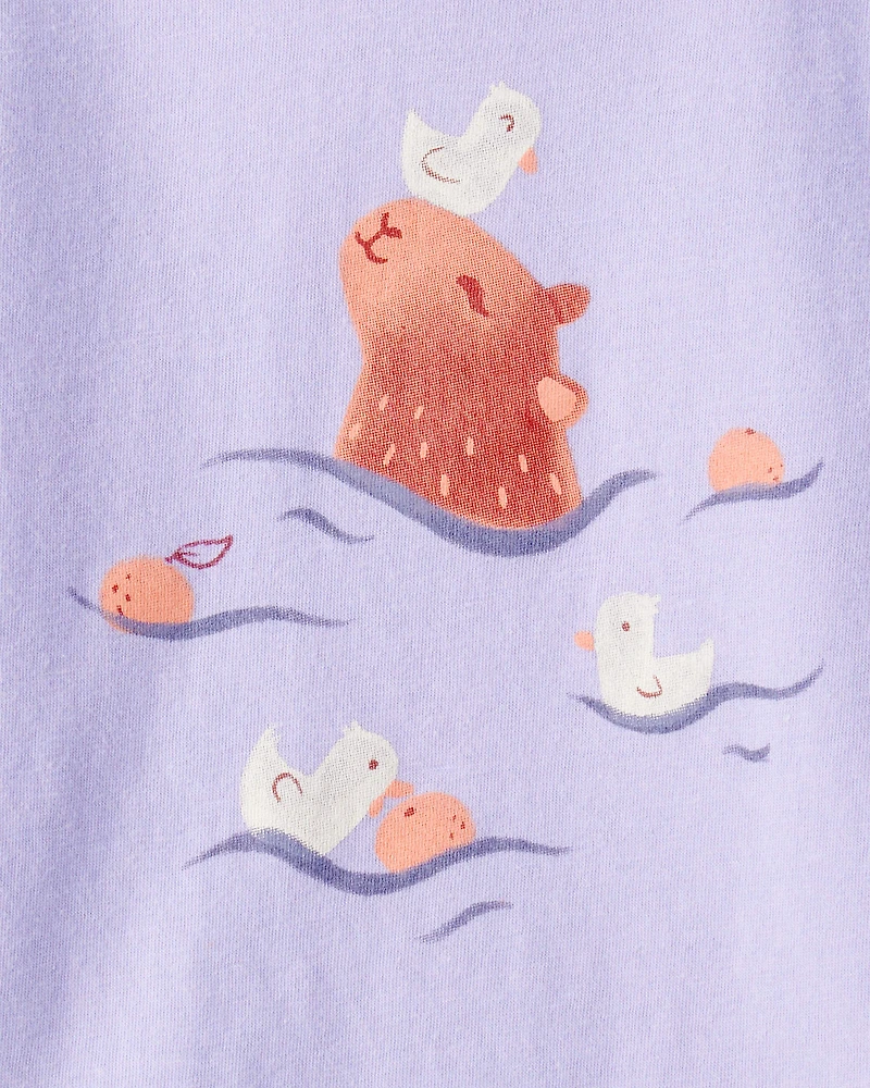 Toddler Cabybara Short-Sleeve Graphic Tee - Purple