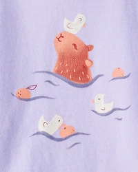 Toddler Cabybara Short-Sleeve Graphic Tee - Purple