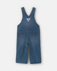 Baby Girl Wide-Leg Overalls - Medium Wash