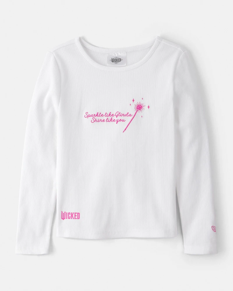 Girls Wicked Glinda Rib Top - White