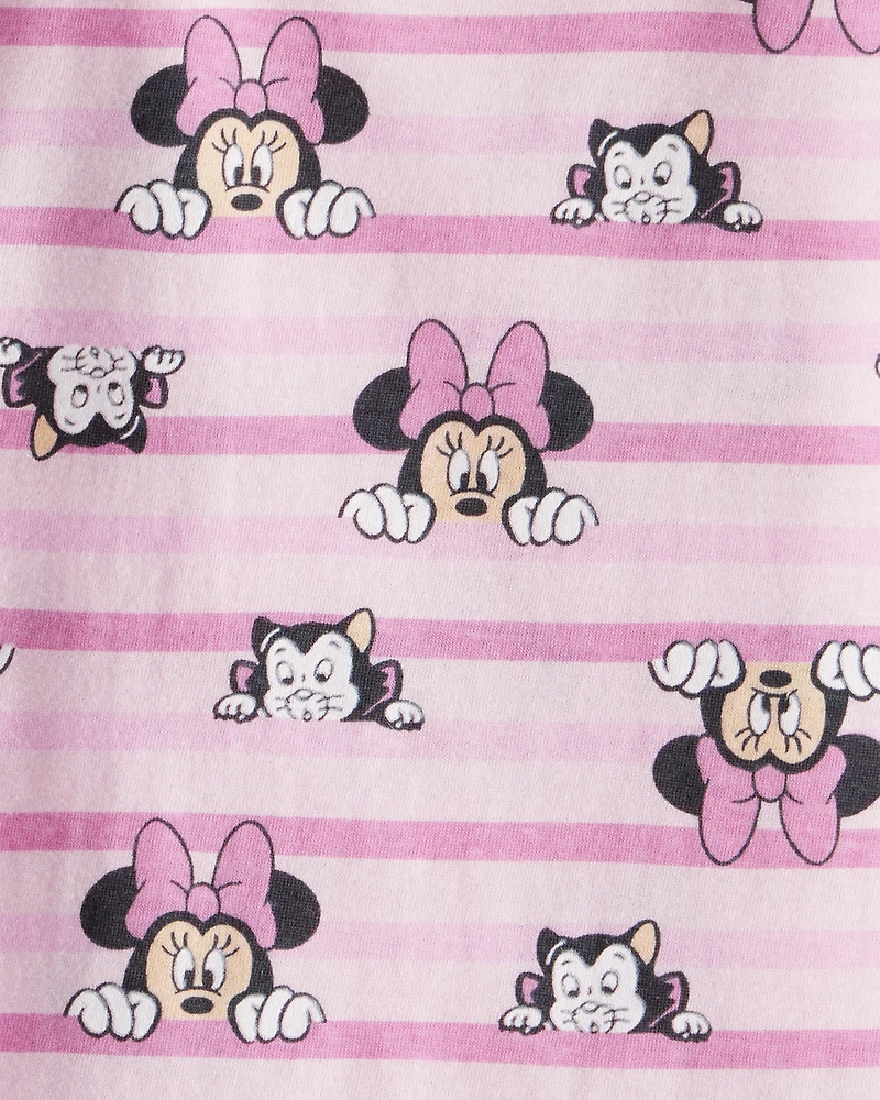 Toddler Girl Striped Minnie Short Sleeve Graphic Tee - Pink