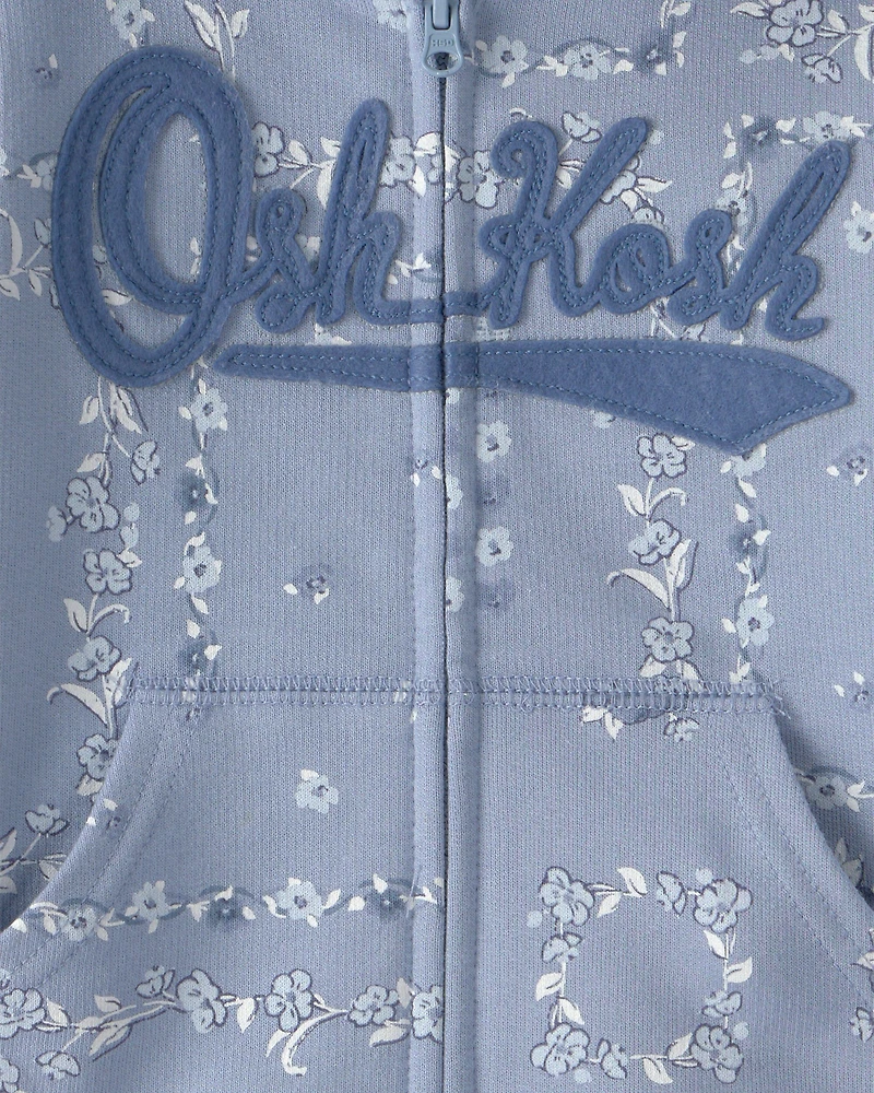 Baby Girl Floral OshKosh Logo Zip-Up Hoodie