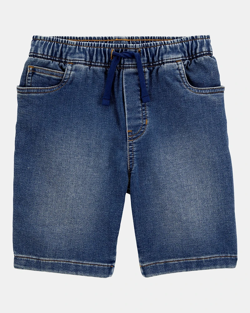 Kid Pull-On Denim Shorts - Navy