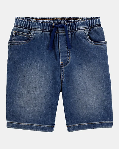 Kid Pull-On Denim Shorts - Navy