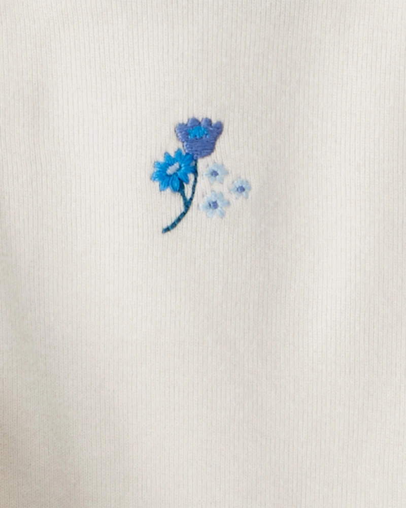 Baby Girl 3-Piece Floral Sherpa Long-Sleeve Bodysuit & Pant Set - Blue