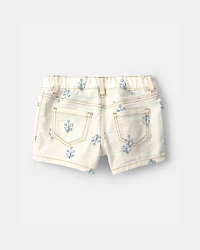 Baby Girl Floral Twill Shorts - Ivory