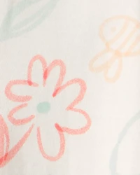 Baby Girl Spring Floral 2-Way Zip 100% Cotton Sleep & Play Pajama - Ivory