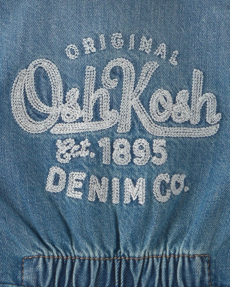 Baby OshKosh Logo Long-Sleeve Denim Jumpsuit - Medium Wash