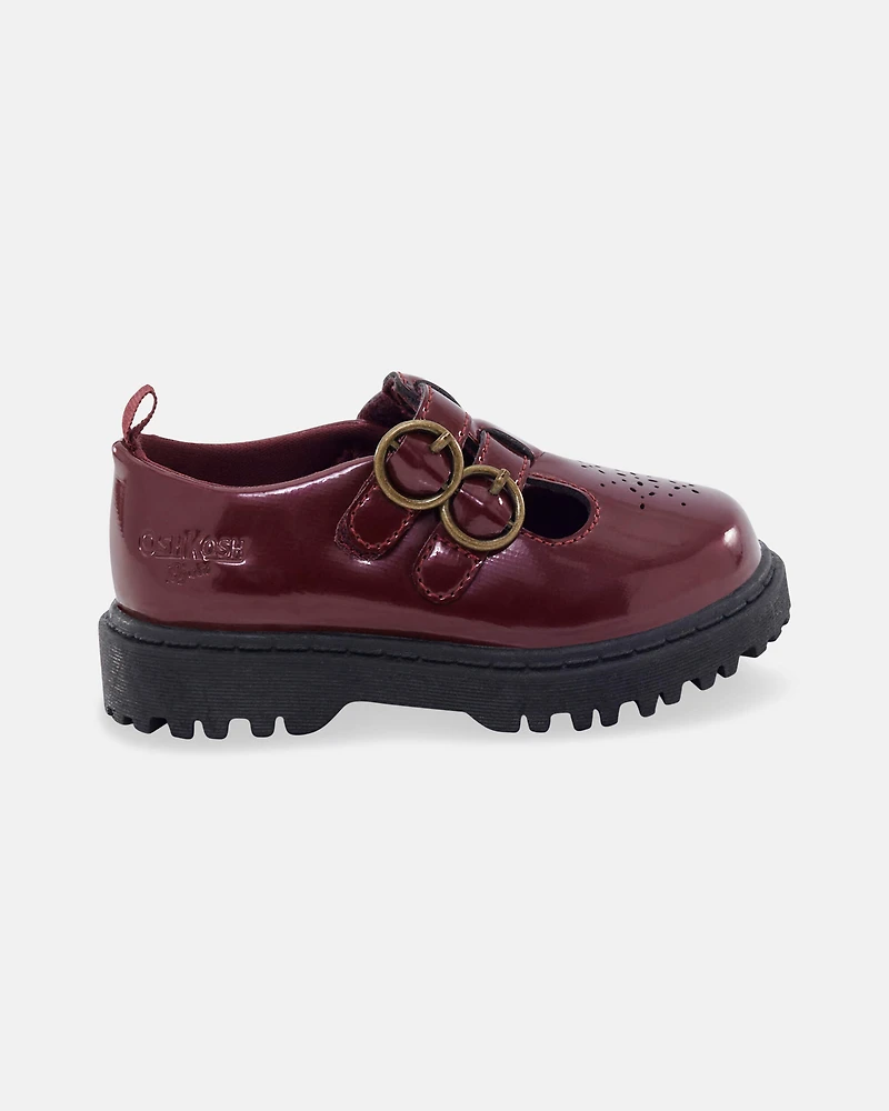 Toddler Girl Buckle Platform Casual Shoes - Burgundy