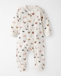 Baby Organic Cotton Sleep & Play Pajamas in Farm Friends Print