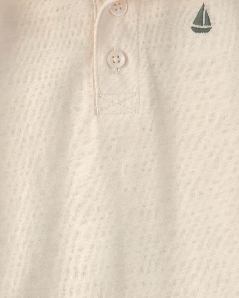 Baby Boy 2-Piece Polo Shirt & Short Set - Cream/Green