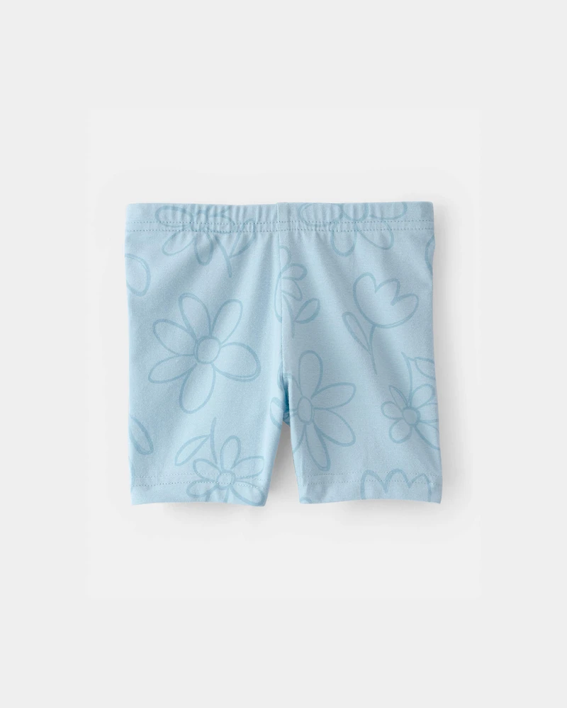 Baby Girl Floral Ladybug Bike Shorts - Blue