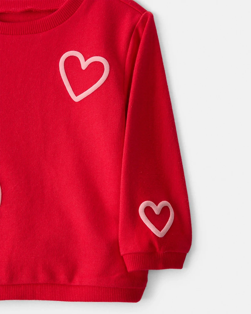 Baby Girl Valentine's Day 2-Piece Heart French Terry Tee & Pant Set - Red
