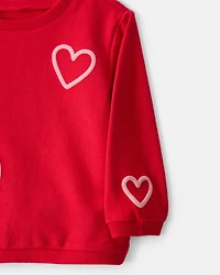 Baby Girl Valentine's Day 2-Piece Heart French Terry Tee & Pant Set - Red