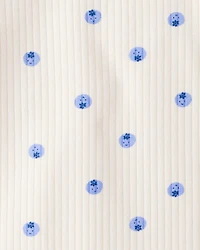 Baby Girl Blueberry Print Long-Sleeve Fashion Bodysuit - Ivory