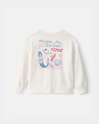 Toddler Girl Mermaid French Terry Pullover Sweatshirt - Ivory