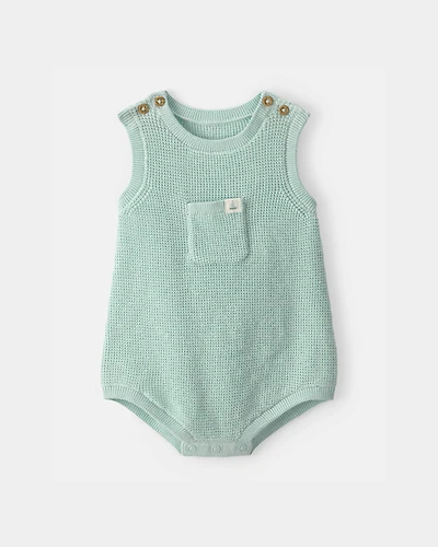 Baby Crochet Bubble Romper - Green