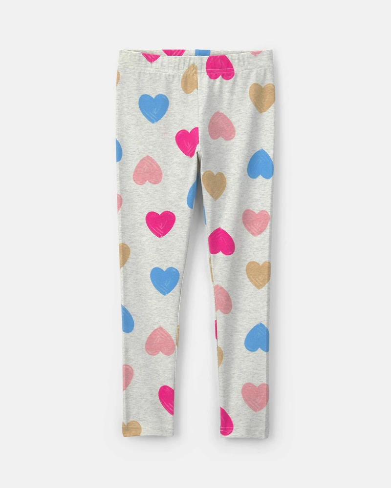 Girls Heart Pull-On Stretch Leggings
