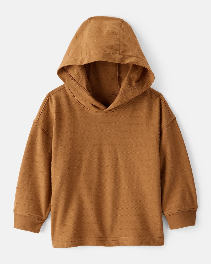 Baby Boy Cotton Long-Sleeve Hooded Top - Brown