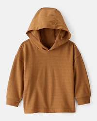 Baby Boy Cotton Long-Sleeve Hooded Top - Brown