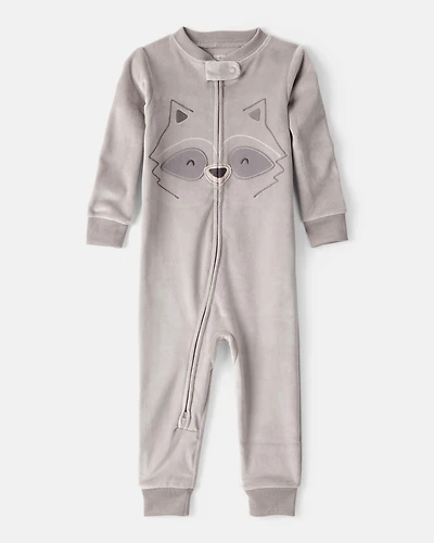 Baby Boy Raccoon DreamPlush Snug Fit Long-Sleeve 2-Way Zip Pajamas