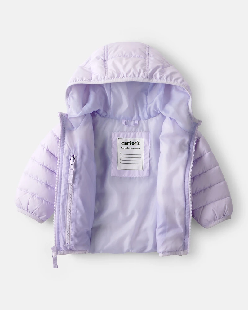 Baby Packable Hooded Puffer Jacket - Purple