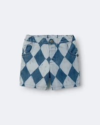 Toddler Boy Bermuda Shorts in Diamond Denim Print