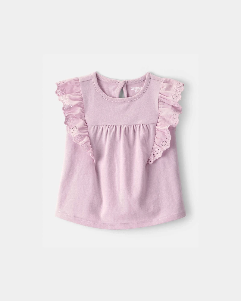 Baby Girl Eyelet-Sleeve Top - Purple
