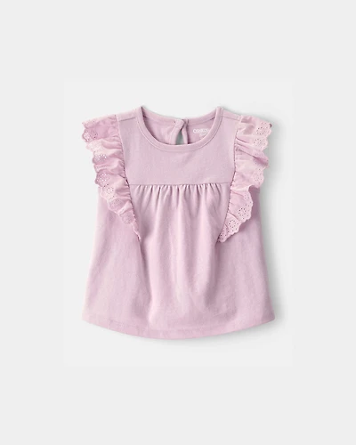 Baby Girl Eyelet-Sleeve Top - Purple