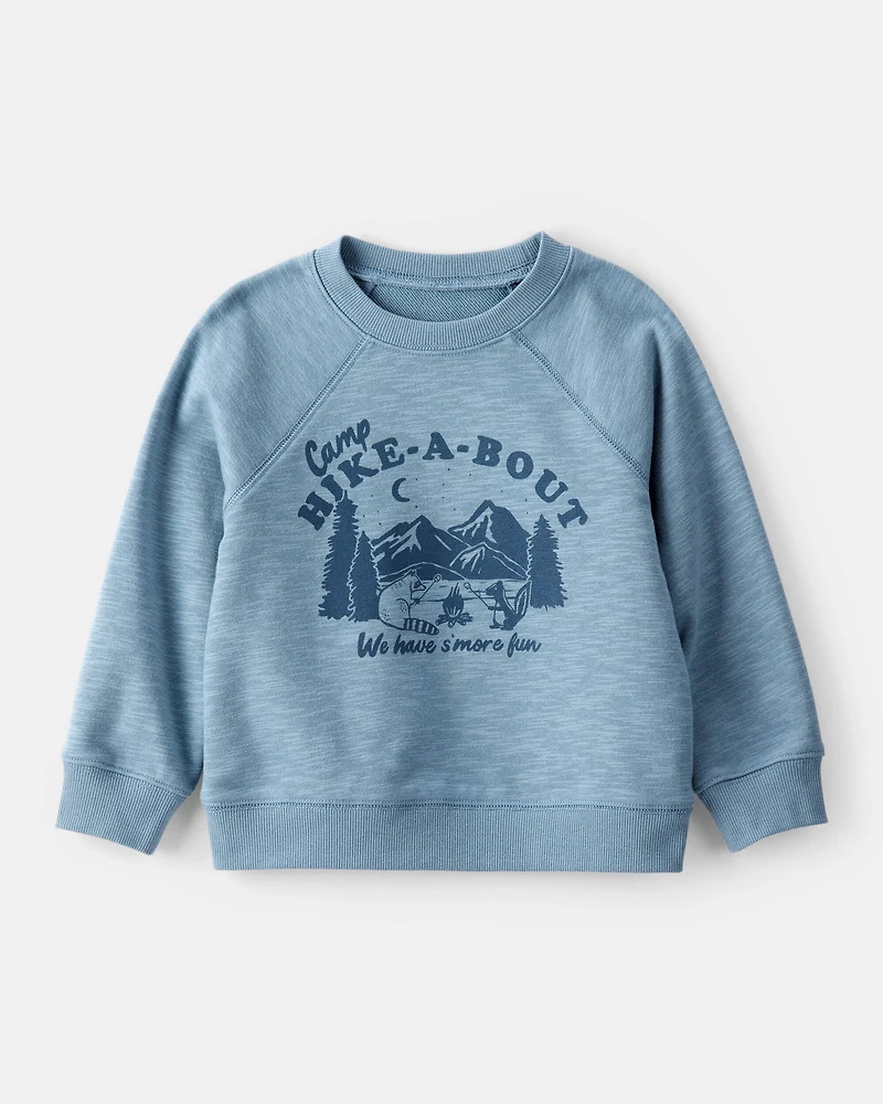Toddler Boy Camping French Terry Pullover Sweatshirt - Blue