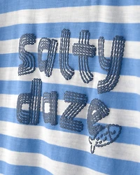 Toddler Boy 'Salty Daze' Striped Graphic Tee - Blue/Ivory