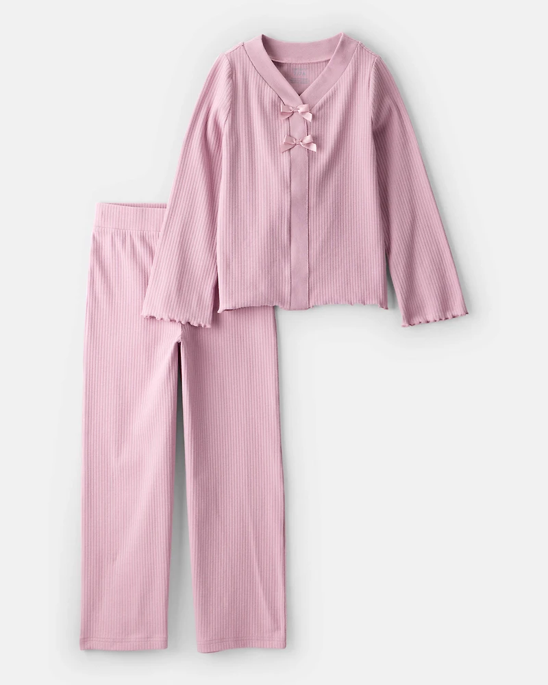 Girls 2-Piece Long-Sleeve Tee & Pant Set - Pink