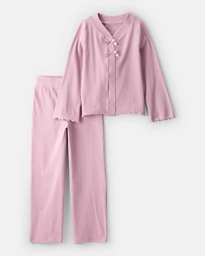 Girls 2-Piece Long-Sleeve Tee & Pant Set - Pink