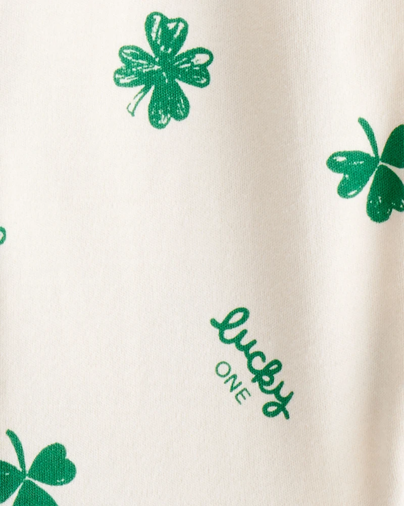 Baby St. Patrick's Day 100% Cotton Snug Fit 2-Way Zip Sleep & Play Pajamas - Ivory