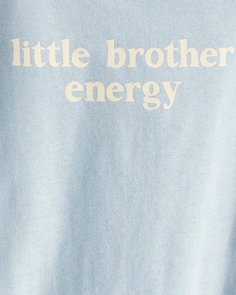 Baby Boy 'Little Brother Energy' Short-Sleeve Graphic Bodysuit - Blue