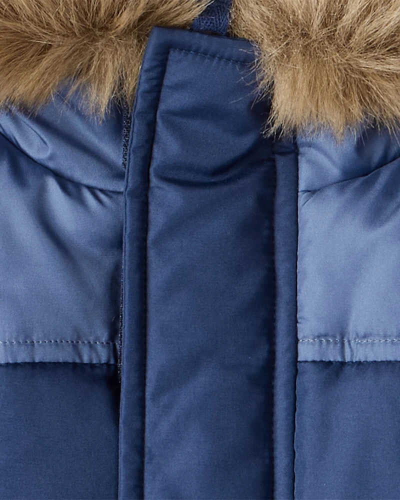 Baby Boy 2-Piece Hooded Snowsuit Jacket & Bib Set - Navy