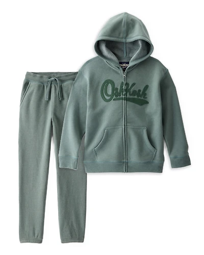 Boys 2-Piece Daydream Fleece Jacket & Drawstring Joggers Set - Green