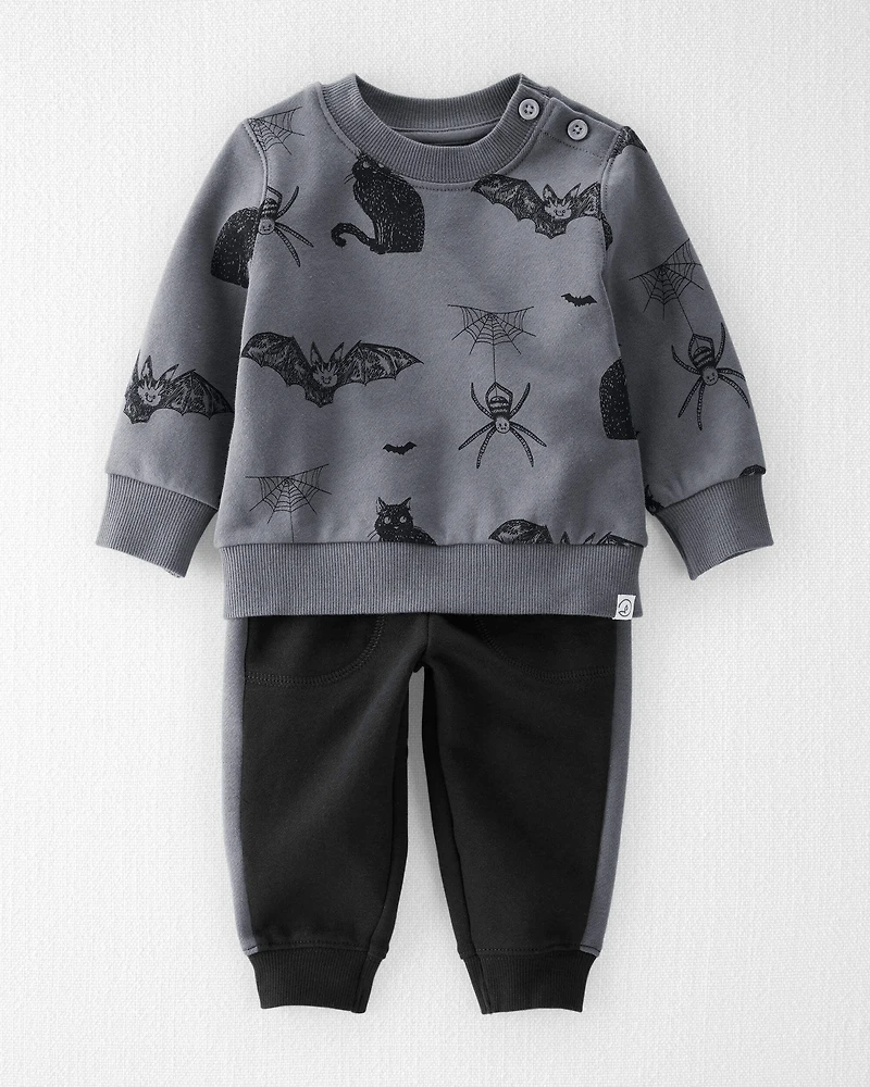 Baby 2-Piece Fleece Set Made with Organic Cotton in Spooky Night Print