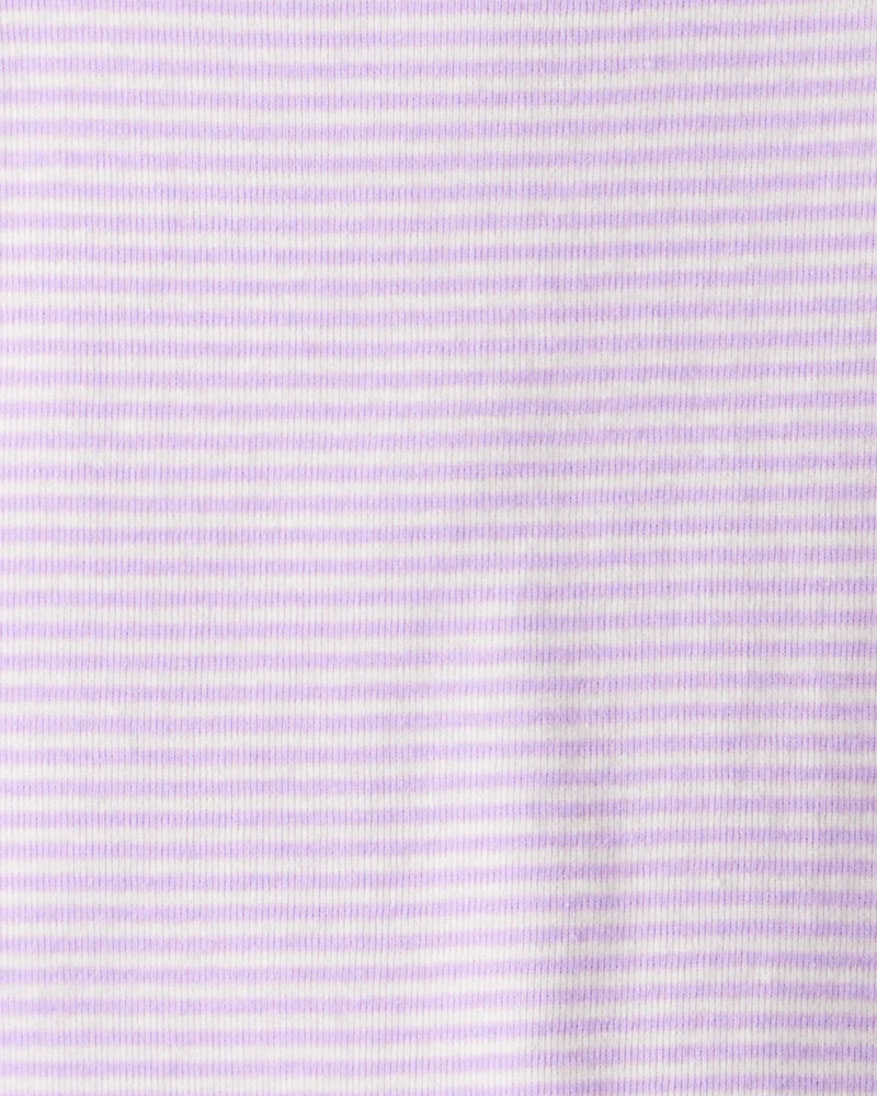 Baby Girl Space Star Print 100% Cotton Long-Sleeve Snug Fit 4-Piece Pajamas - White/Purple