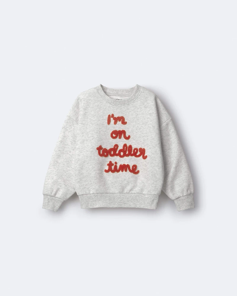 Toddler 'I'm On Toddler Time'  Dolman-Sleeve Sweatshirt - Heather Grey