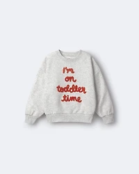 Toddler 'I'm On Toddler Time'  Dolman-Sleeve Sweatshirt - Heather Grey