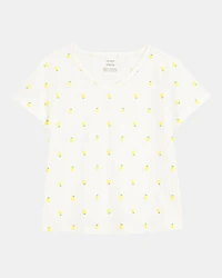 Kid Lemon Print Short-Sleeve Fashion Top - Ivory