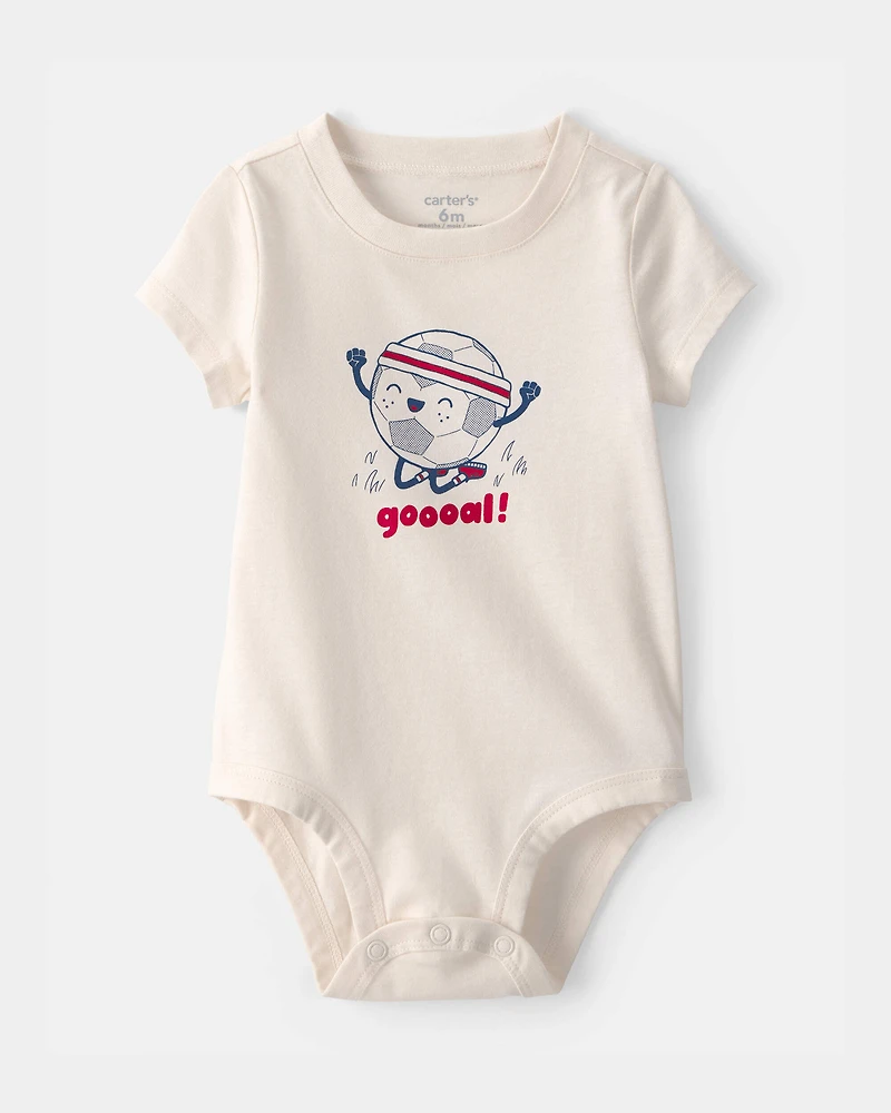 Baby Soccer Ball Graphic Bodysuit - Ivory