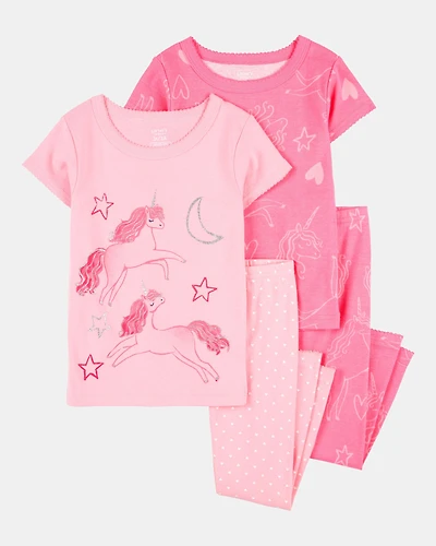 Toddler Girl 4-Piece Unicorn Cotton Pajamas